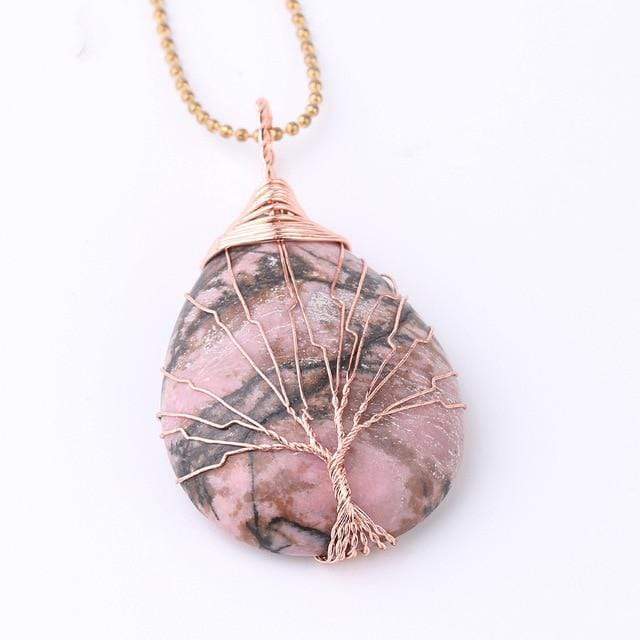 Tree Of Life Wire Wrapped Crystal Necklace