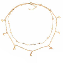 Star & Moon Multi Layer Necklace