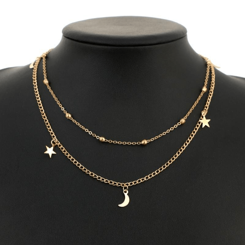 Star & Moon Multi Layer Necklace