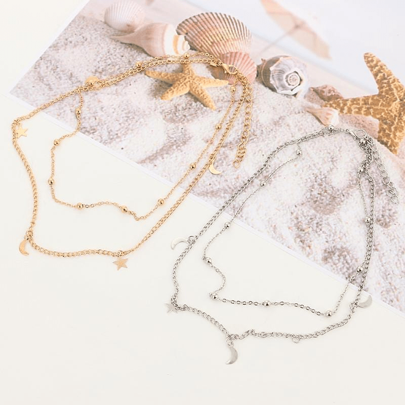 Star & Moon Multi Layer Necklace