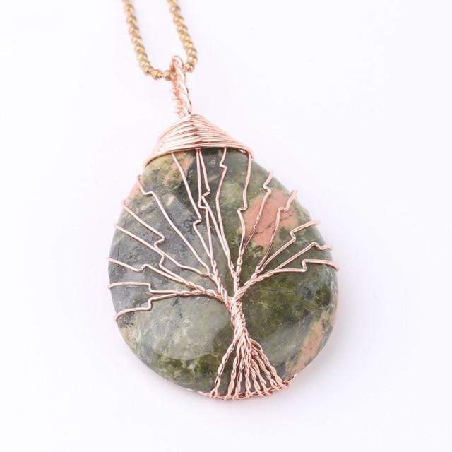 Tree Of Life Wire Wrapped Crystal Necklace