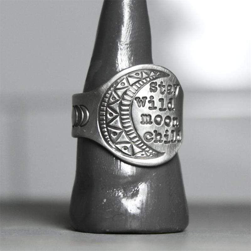 Stay Wild Moon Child Silver Ring