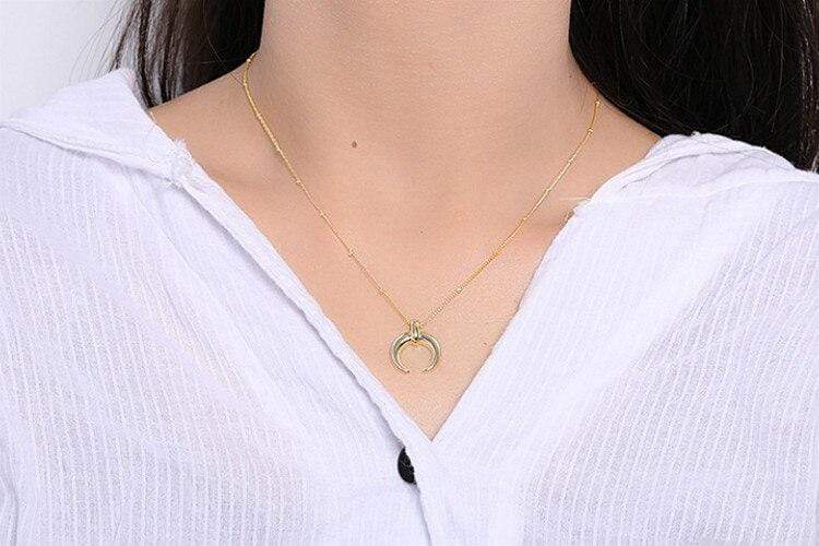 Sterling Silver Crescent Moon Necklace