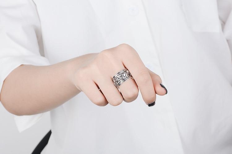 Sterling Silver Ethnic Elephant Design Ring