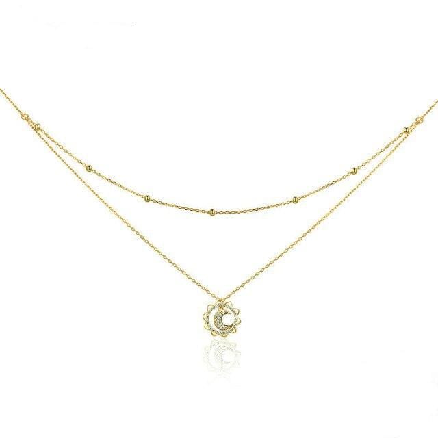 Sterling Silver Sun & Moon Shape Necklace