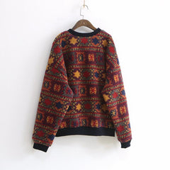 Vintage Print O-Neck Sweatshirt