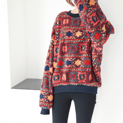Vintage Print O-Neck Sweatshirt