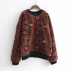 Vintage Print O-Neck Sweatshirt