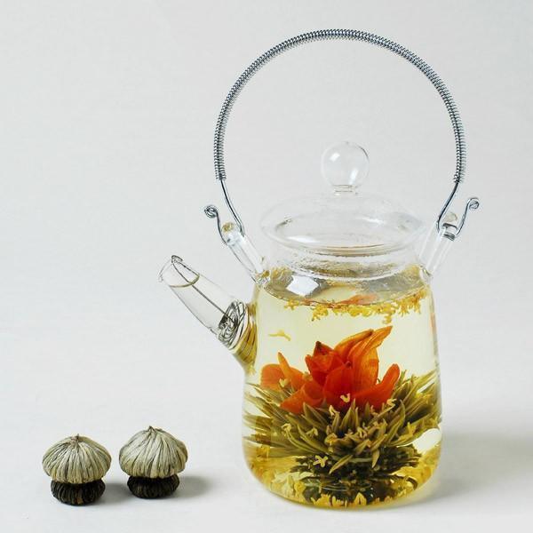 6 Oriental Blooming Teas + Teapot