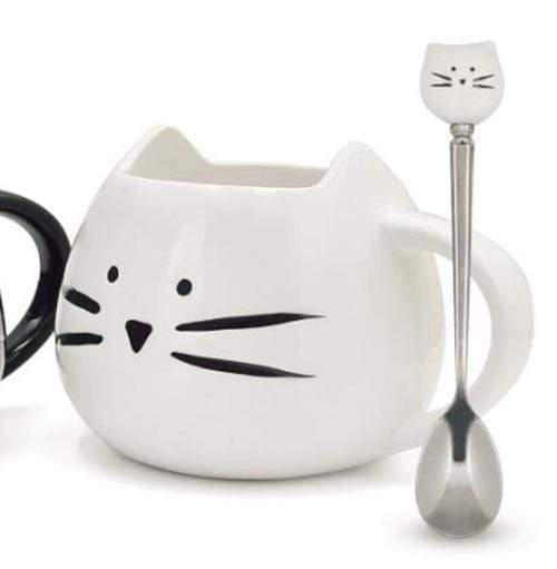 Cute Cat Coffee Mug With Spoon