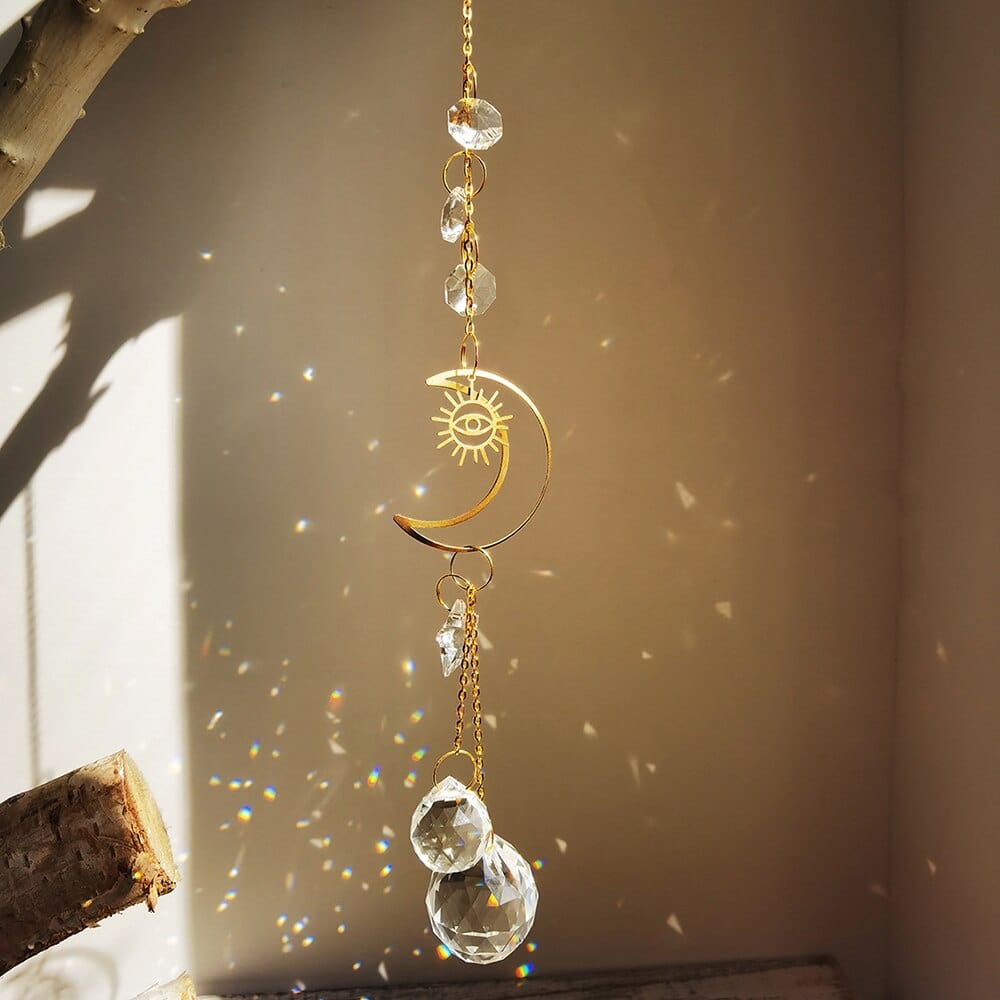 Crescent Moon Crystal Suncatcher