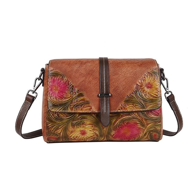 Embossed Flowers Messenger Bag