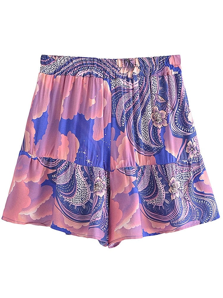 Cosmic Clouds Boho Shorts in Blue