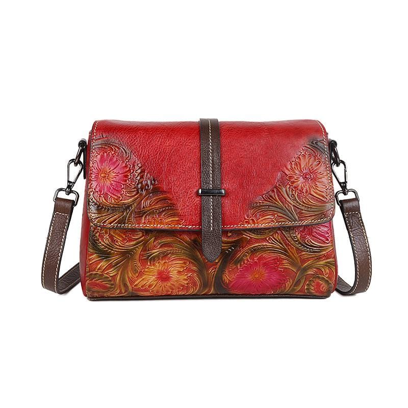 Embossed Flowers Messenger Bag