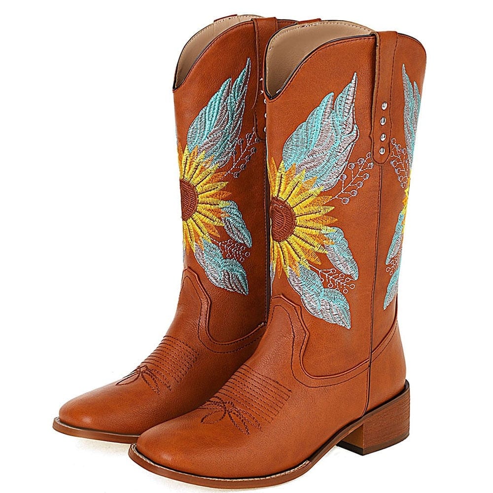 Sunflower Embroidered Boots