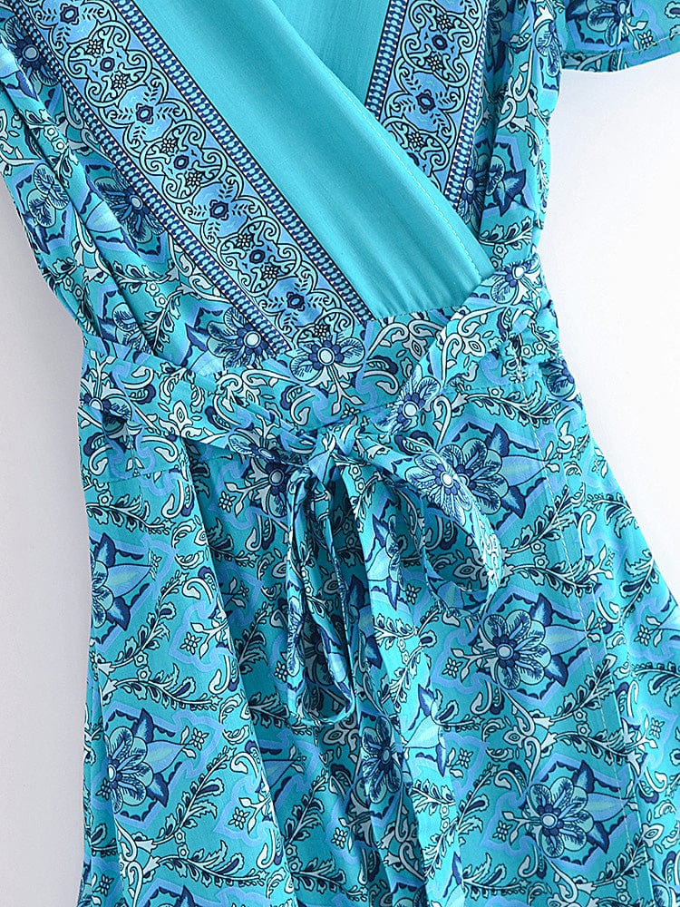 Turquoise Dreams Wrap Mini Dress