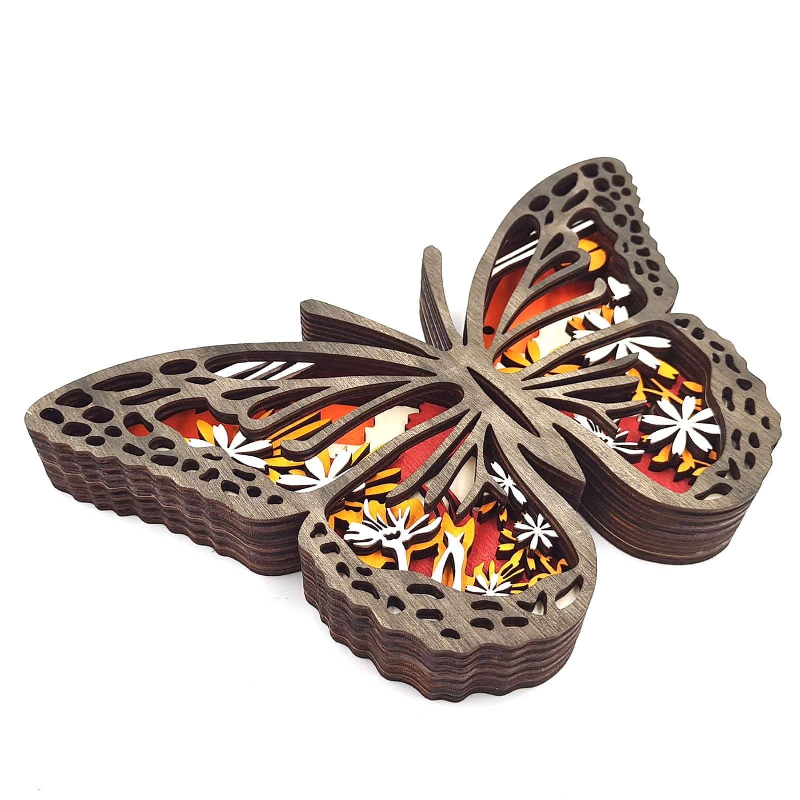 Wooden Butterfly Carving with LED Lights