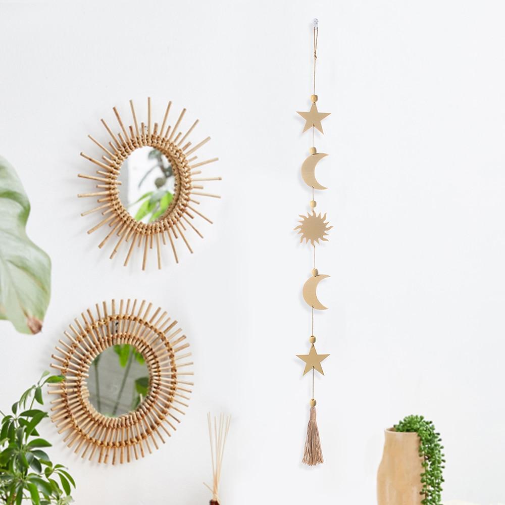 Wooden Boho Sun and Moon Wall Hangings