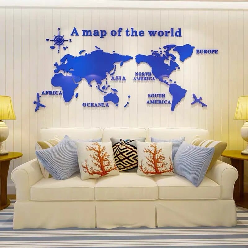 3D World Map Wall  Stickers