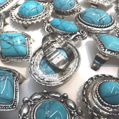 50pcs Turquoise Stone Rings