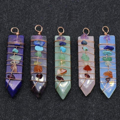 7 Chakra Sword Point Pendant