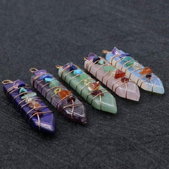 7 Chakra Sword Point Pendant