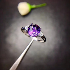 925 Sterling Silver Natural Amethyst Ring