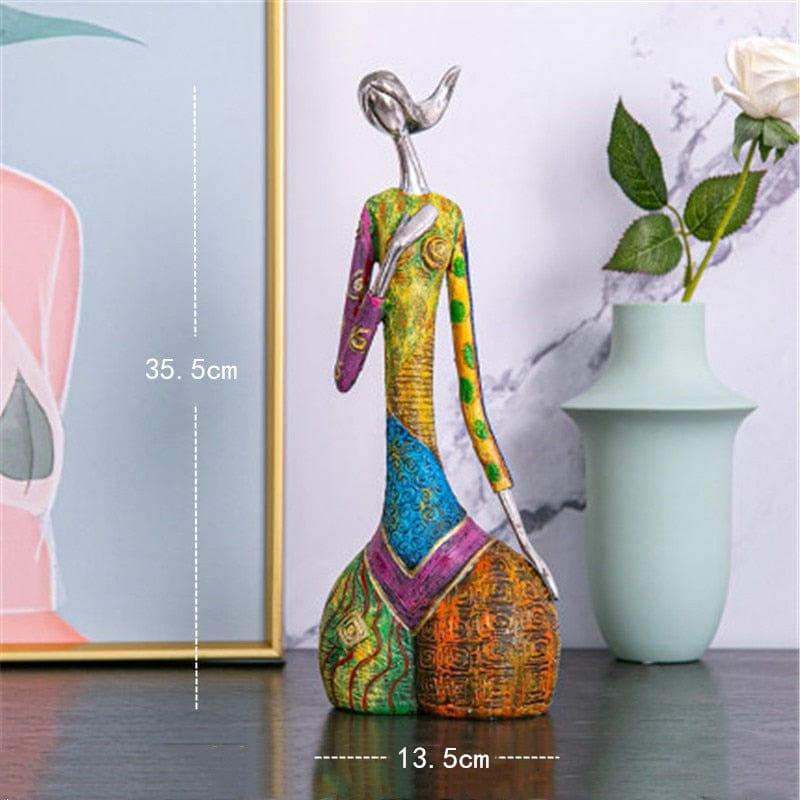 Abstract Colorful Woman Sculpture Figurine