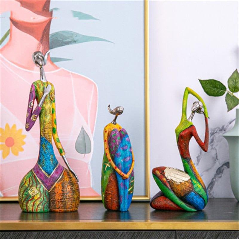 Abstract Colorful Woman Sculpture Figurine