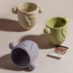 Abstract Face Ceramic Mugs (3 Colors)