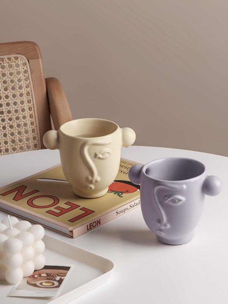 Abstract Face Ceramic Mugs (3 Colors)