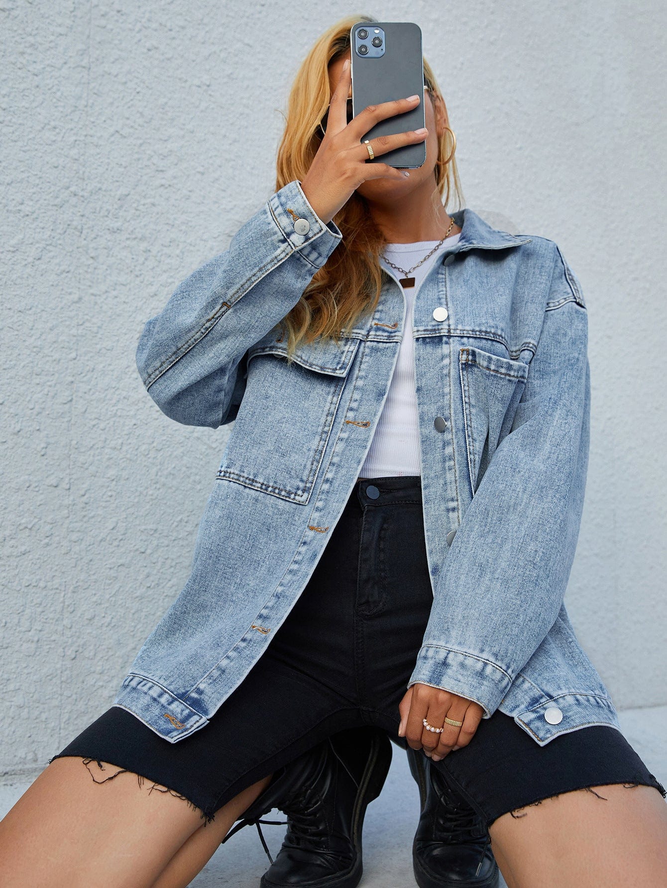 Abstract Woman Face Denim Jacket