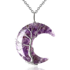 Crescent Moon Quartz Crystal Necklace