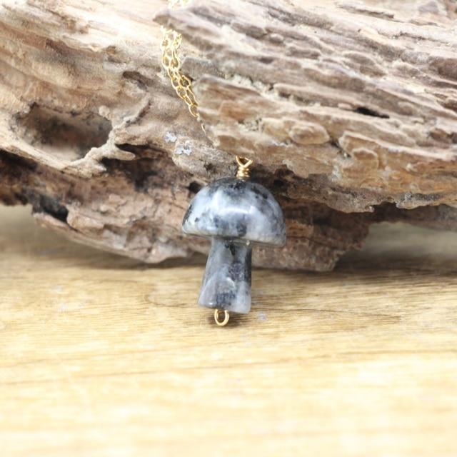 Tiny Mushroom Crystal Chain Necklace