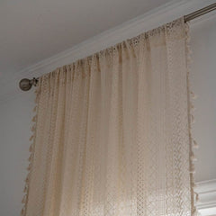 White Boho Tasseled Curtains