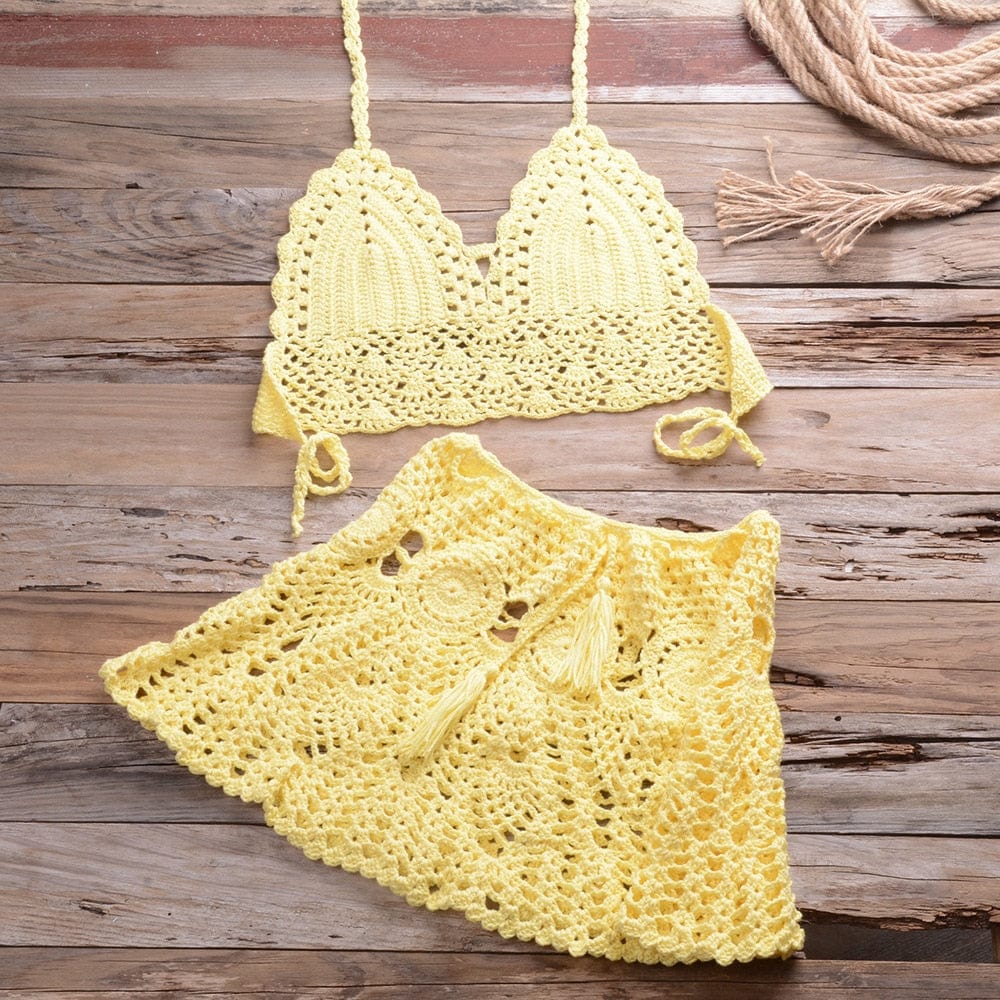 Corinna Crochet Bikini Skirt Set