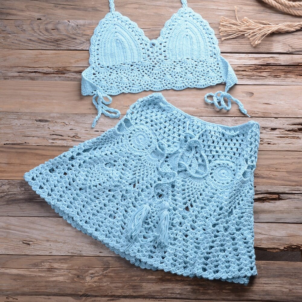 Corinna Crochet Bikini Skirt Set