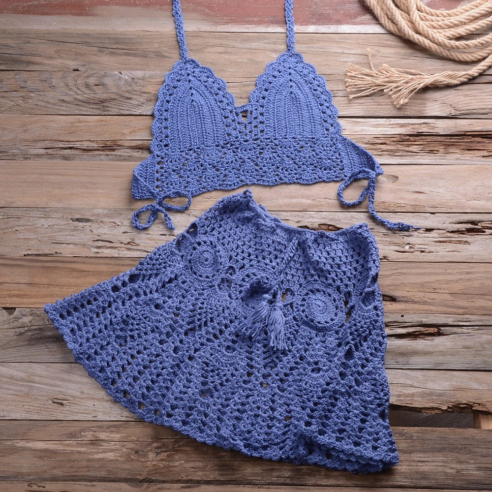 Corinna Crochet Bikini Skirt Set