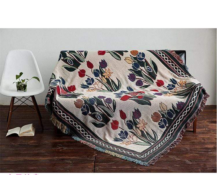 Country Style Floral Throw