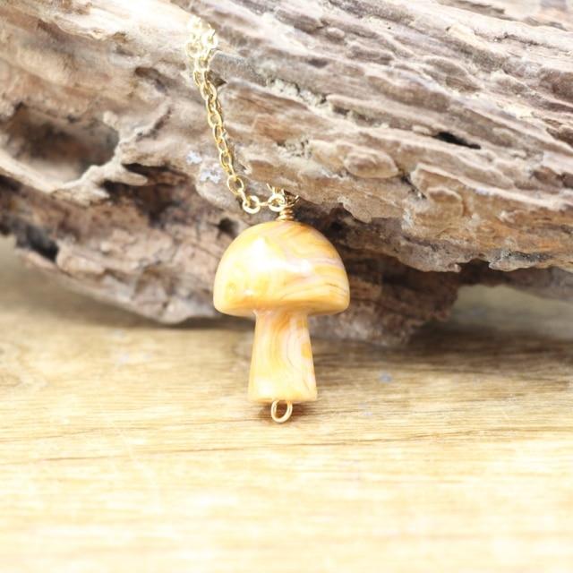 Tiny Mushroom Crystal Chain Necklace