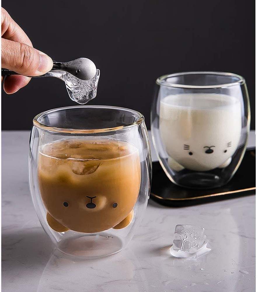 Cute Animals Double Glass Mug