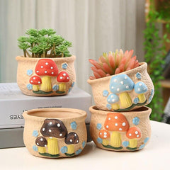 Cute Mushrooms Planter Pot