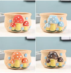 Cute Mushrooms Planter Pot