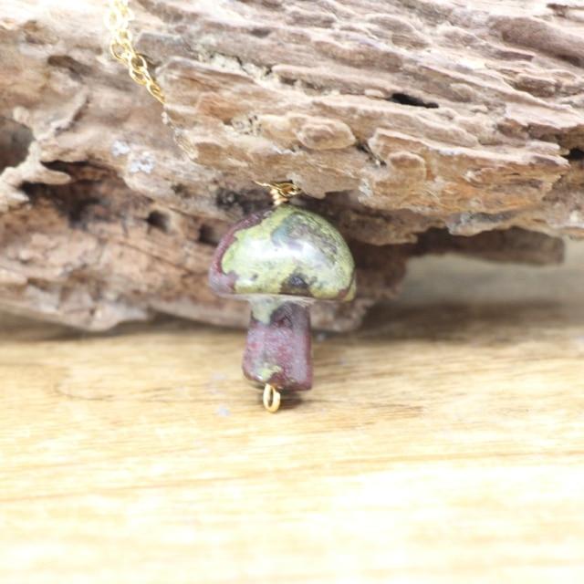 Tiny Mushroom Crystal Chain Necklace