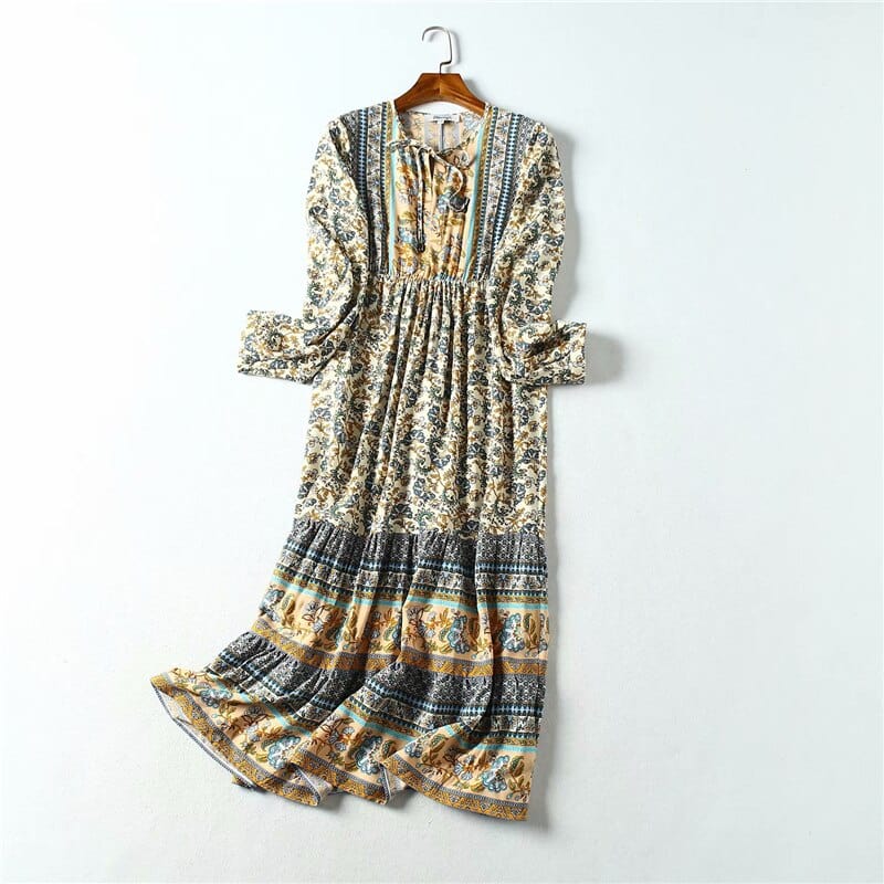 Elin Long Sleeve Boho Maxi Dress