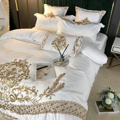 Embroidered Silky Cotton Bedding Set