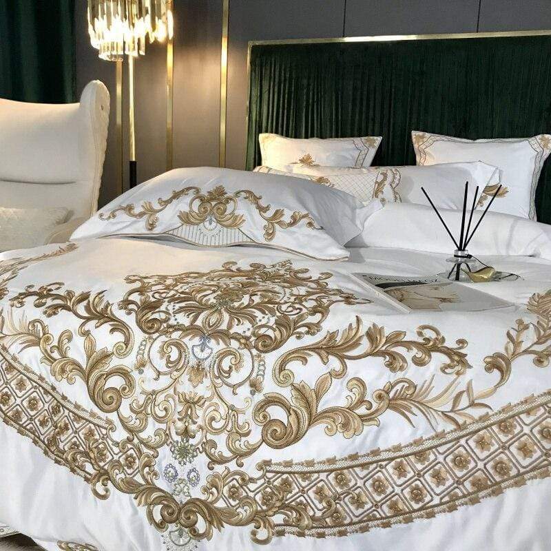 Embroidered Silky Cotton Bedding Set