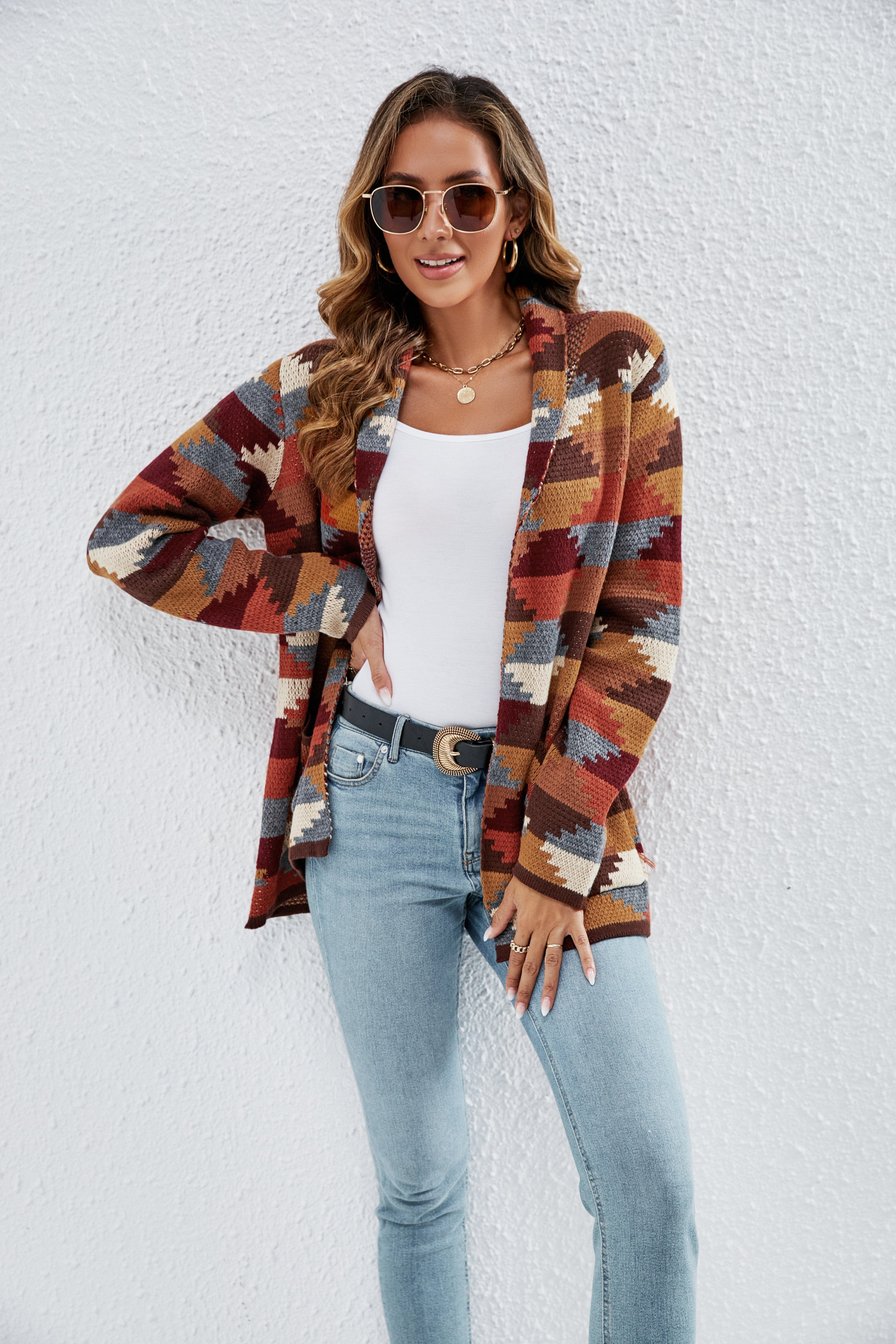 Esther Aztec Print Knitted Cardigan