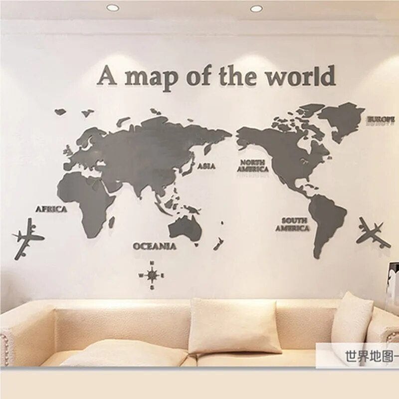 3D World Map Wall  Stickers