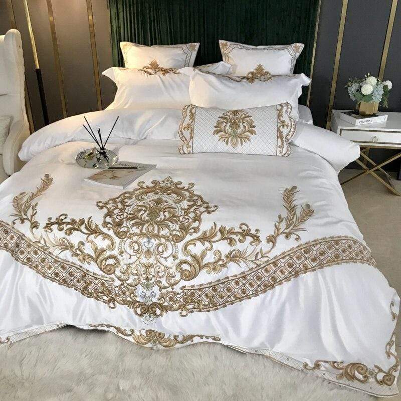 Embroidered Silky Cotton Bedding Set